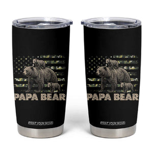 Papa Bear Father's Day Tumbler Cup Camouflage California Republic Flag Bear