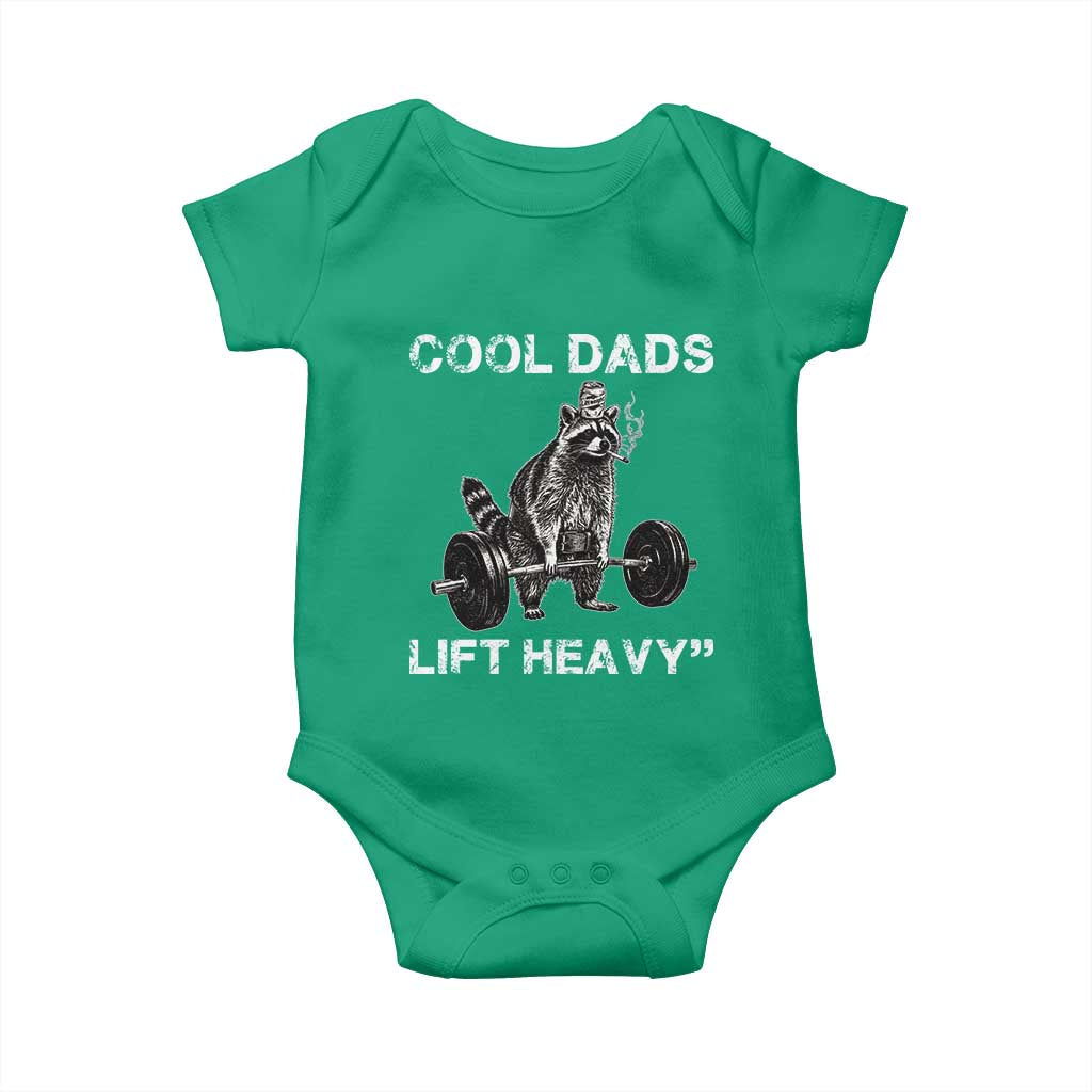Cool Dads Lift Heavy Baby Onesie Gym Dad Raccoon TS14 Irish Green Print Your Wear