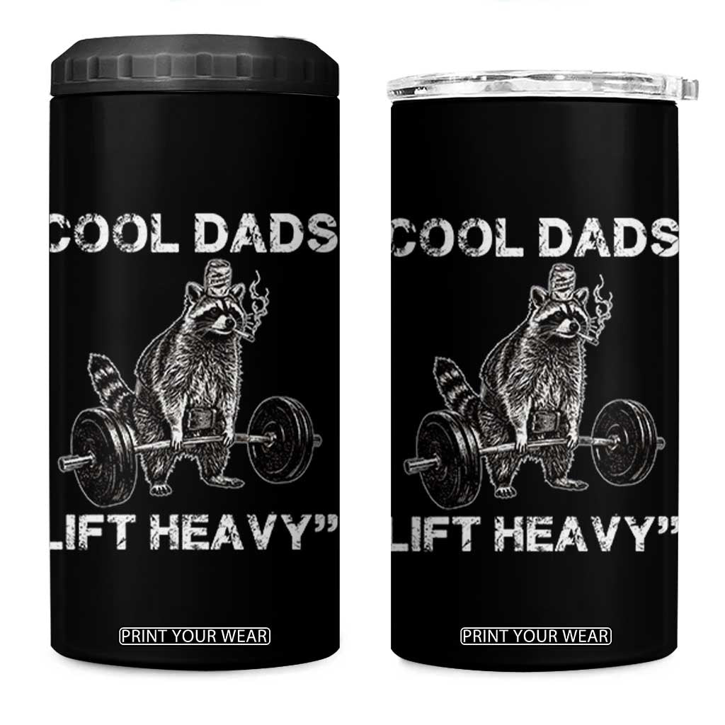 Cool Dads Lift Heavy 4 in 1 Can Cooler Tumbler Gym Dad Raccoon TS14 One Size: 16 oz Black Print Your Wear
