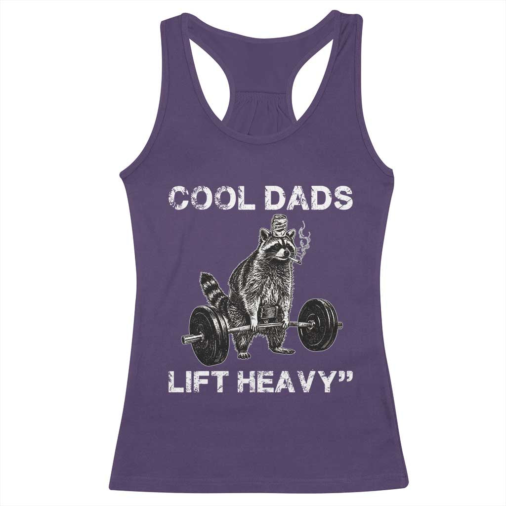 Cool Dads Lift Heavy Racerback Tank Top Gym Dad Raccoon TS14 Purple Print Your Wear