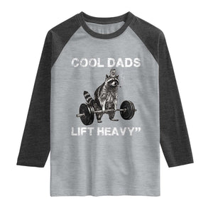 Cool Dads Lift Heavy Raglan Shirt Gym Dad Raccoon TS14 Heather Gray Heather Charcoal Print Your Wear