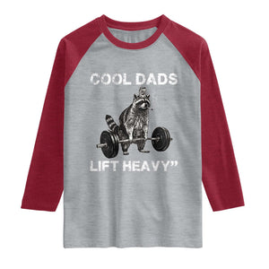 Cool Dads Lift Heavy Raglan Shirt Gym Dad Raccoon TS14 Heather Gray Heather Red Print Your Wear