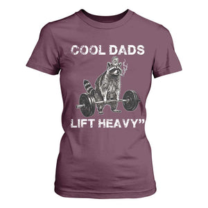 Cool Dads Lift Heavy T Shirt For Women Gym Dad Raccoon TS14 Maroon Print Your Wear