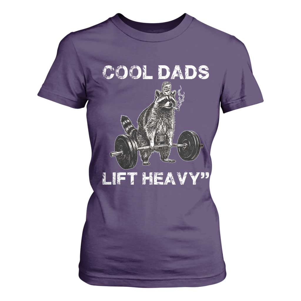 Cool Dads Lift Heavy T Shirt For Women Gym Dad Raccoon TS14 Purple Print Your Wear