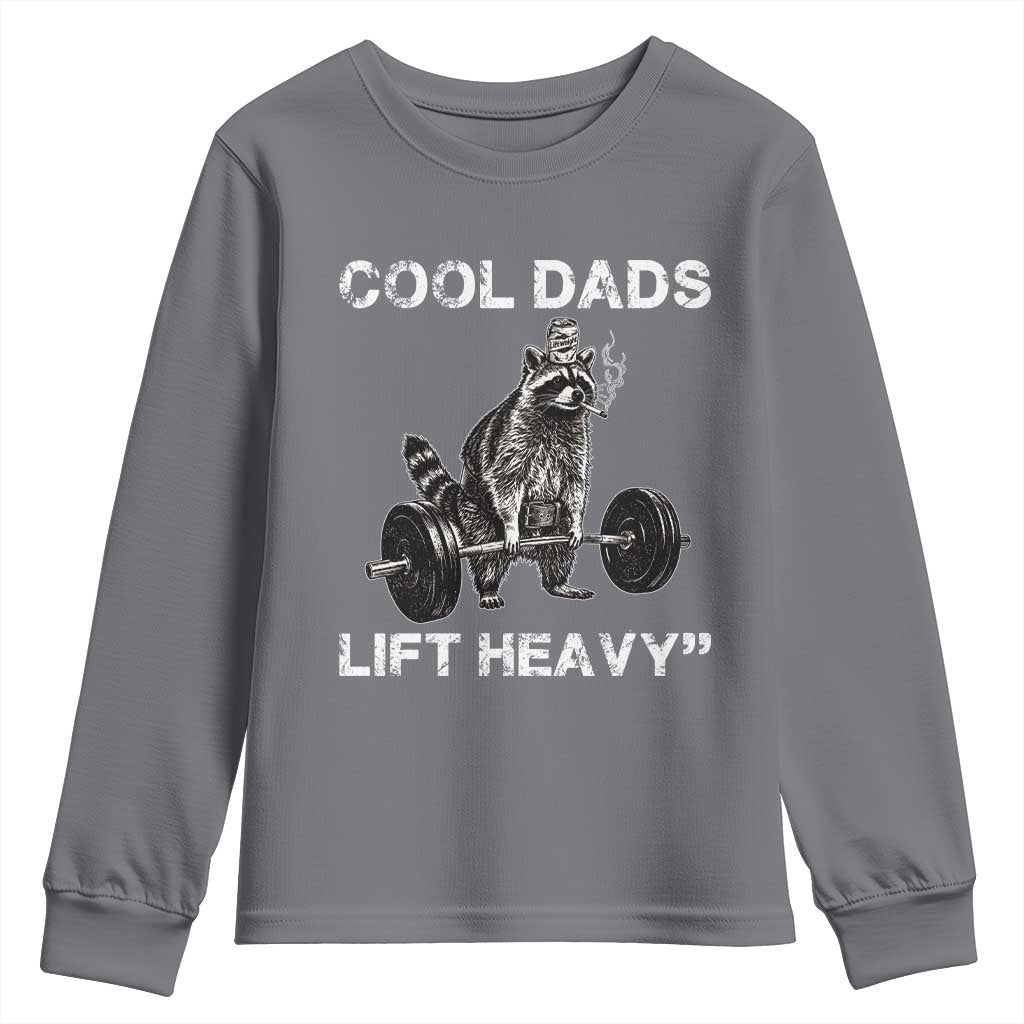 Cool Dads Lift Heavy Youth Sweatshirt Gym Dad Raccoon TS14 Charcoal Print Your Wear