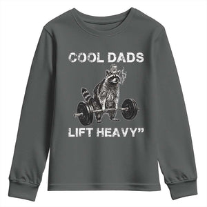 Cool Dads Lift Heavy Youth Sweatshirt Gym Dad Raccoon TS14 Dark Heather Print Your Wear