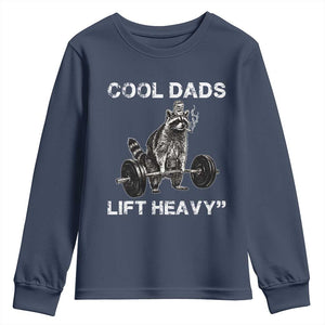 Cool Dads Lift Heavy Youth Sweatshirt Gym Dad Raccoon TS14 Navy Print Your Wear