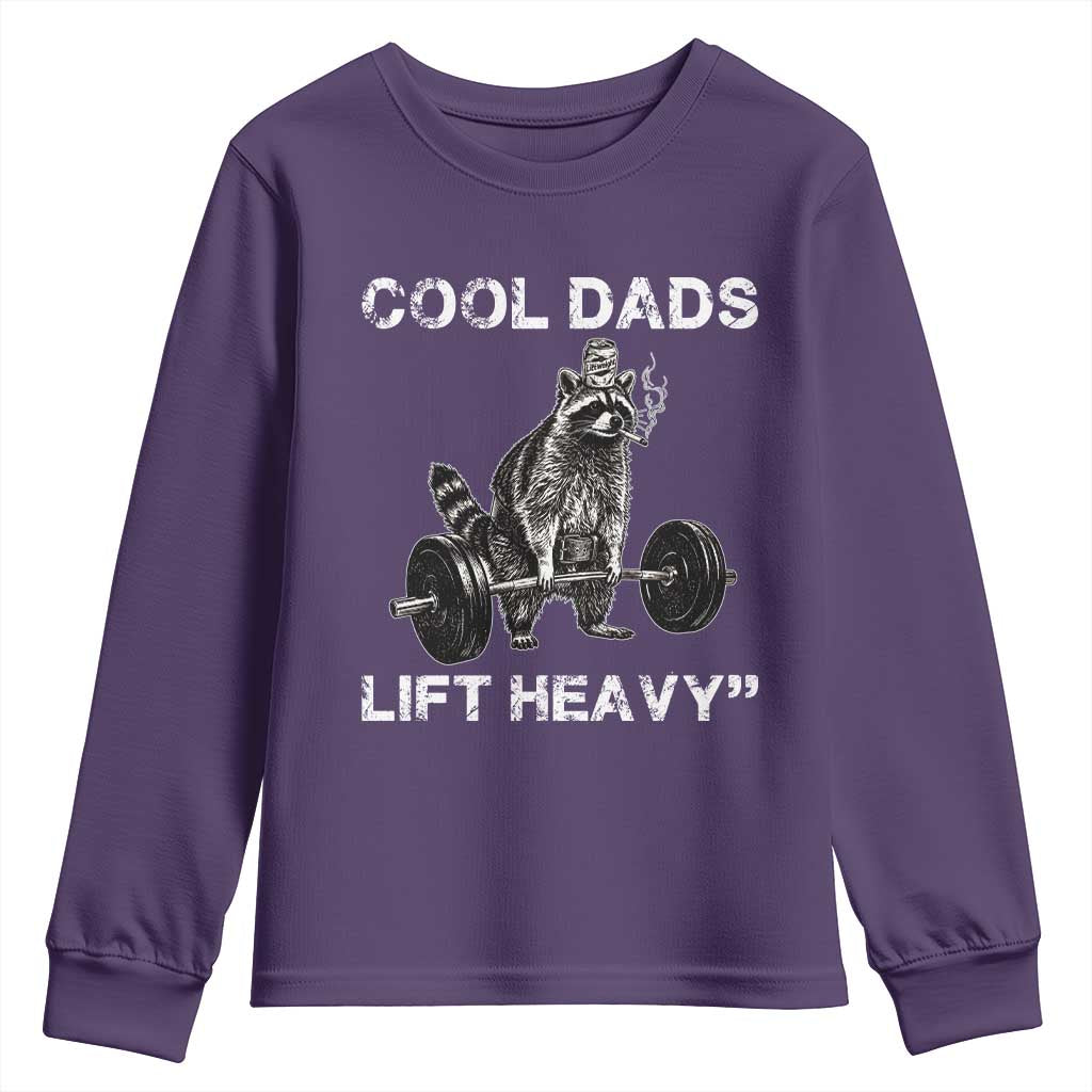 Cool Dads Lift Heavy Youth Sweatshirt Gym Dad Raccoon TS14 Purple Print Your Wear