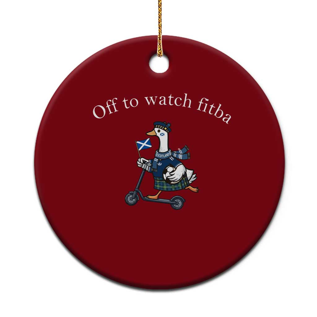 Off To Watch Fitba Ceramic Ornament Funny Scottish Goose Riding Scooter Football Fan