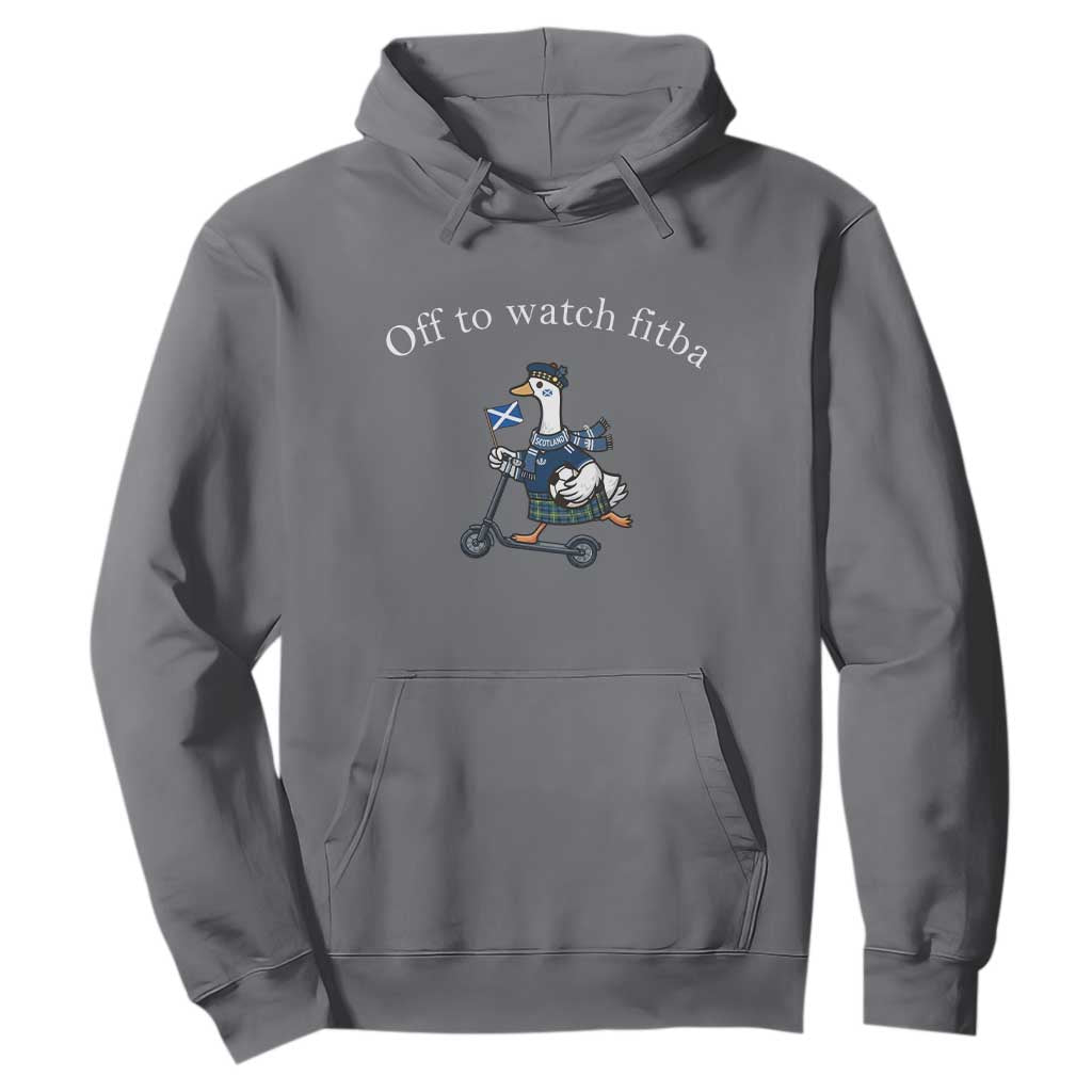 Off To Watch Fitba Hoodie Funny Scottish Goose Riding Scooter Football Fan