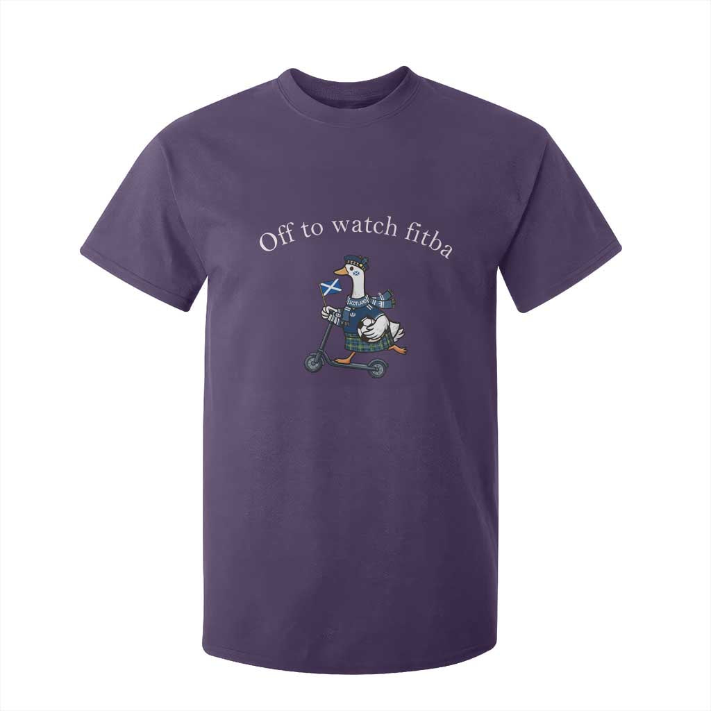 Off To Watch Fitba T Shirt For Kid Funny Scottish Goose Riding Scooter Football Fan