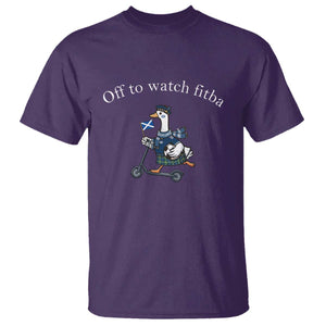 Off To Watch Fitba T Shirt Funny Scottish Goose Riding Scooter Football Fan
