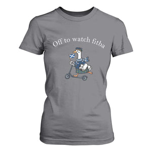 Off To Watch Fitba T Shirt For Women Funny Scottish Goose Riding Scooter Football Fan