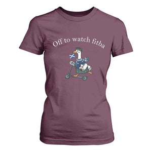 Off To Watch Fitba T Shirt For Women Funny Scottish Goose Riding Scooter Football Fan