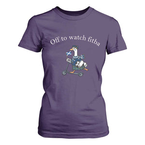 Off To Watch Fitba T Shirt For Women Funny Scottish Goose Riding Scooter Football Fan