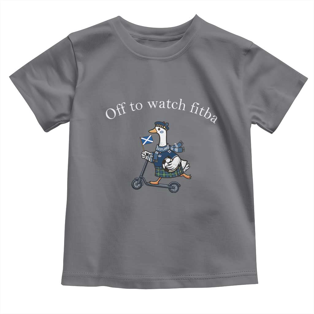 Off To Watch Fitba Toddler T Shirt Funny Scottish Goose Riding Scooter Football Fan