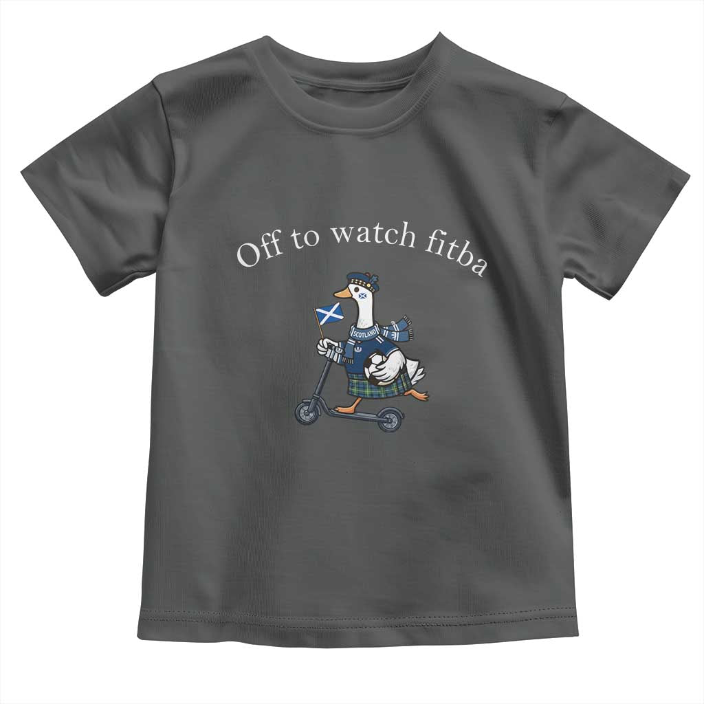 Off To Watch Fitba Toddler T Shirt Funny Scottish Goose Riding Scooter Football Fan
