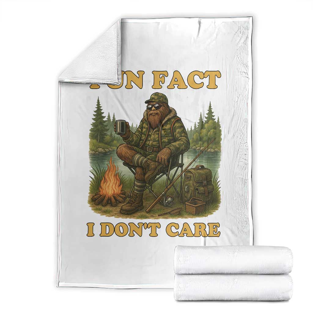 Funny Bigfoot Sarcastic Throw Blanket Fun Fact I Don Not Care Sasquatch Camping TS14 White Print Your Wear