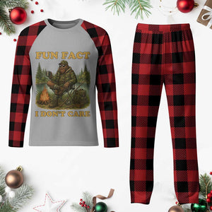 Funny Bigfoot Sarcastic Plaid Pajama Set Fun Fact I Don Not Care Sasquatch Camping TS14 Buffalo Plaid Print Your Wear