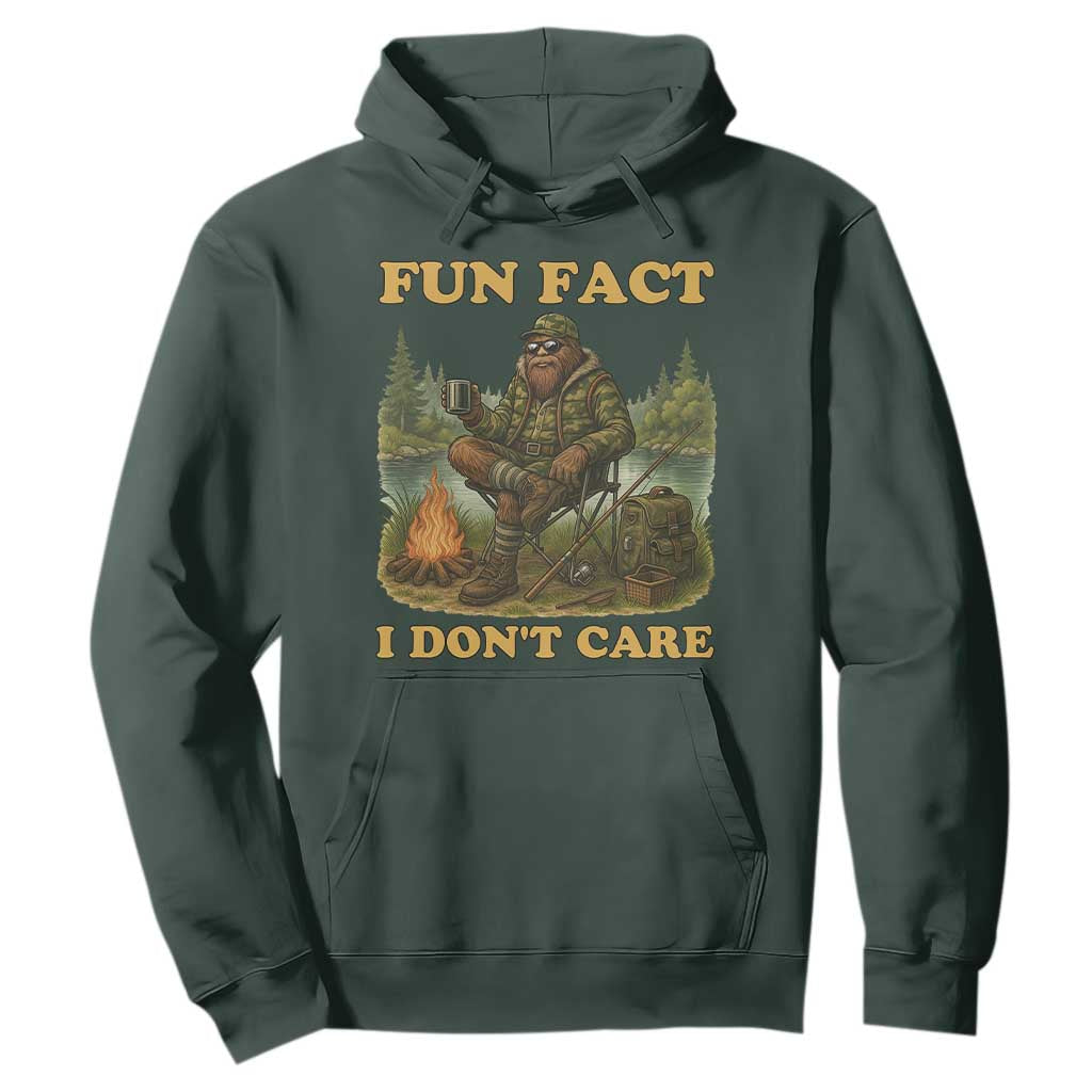 Funny Bigfoot Sarcastic Hoodie Fun Fact I Don Not Care Sasquatch Camping TS14 Dark Forest Green Print Your Wear