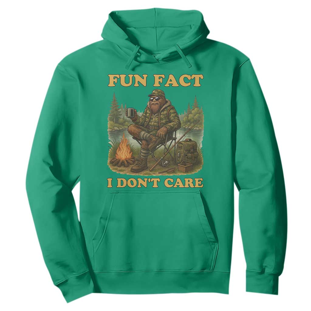 Funny Bigfoot Sarcastic Hoodie Fun Fact I Don Not Care Sasquatch Camping TS14 Irish Green Print Your Wear