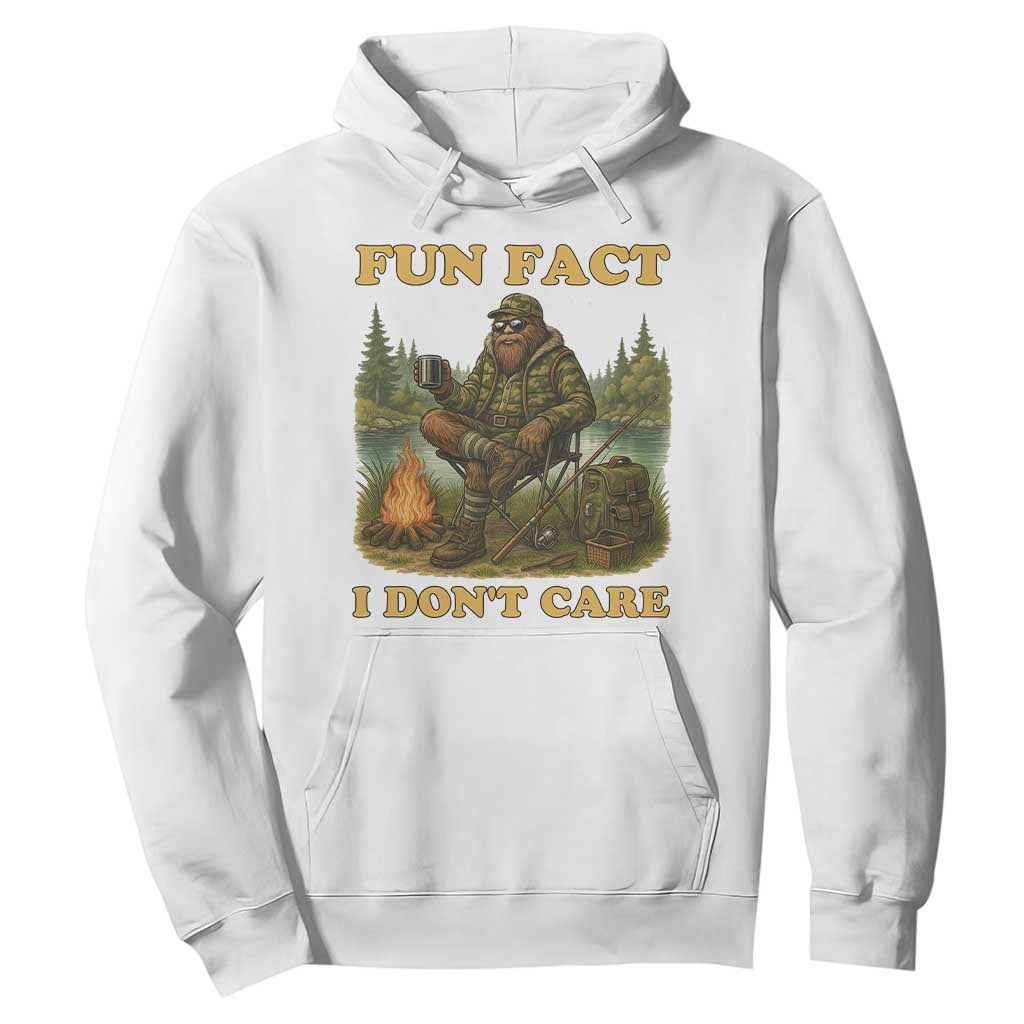 Funny Bigfoot Sarcastic Hoodie Fun Fact I Don Not Care Sasquatch Camping TS14 White Print Your Wear
