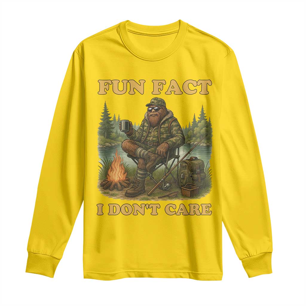 Funny Bigfoot Sarcastic Long Sleeve Shirt Fun Fact I Don Not Care Sasquatch Camping TS14 Daisy Print Your Wear