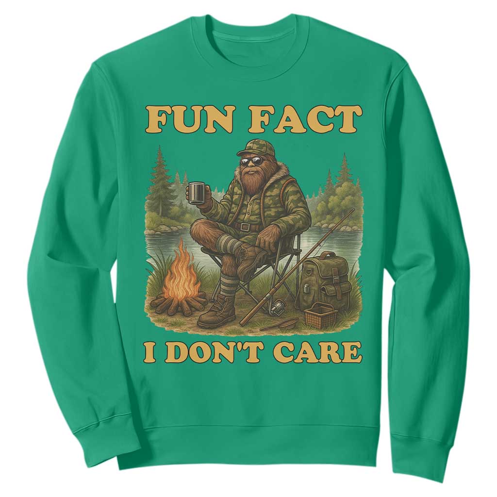 Funny Bigfoot Sarcastic Sweatshirt Fun Fact I Don Not Care Sasquatch Camping TS14 Irish Green Print Your Wear