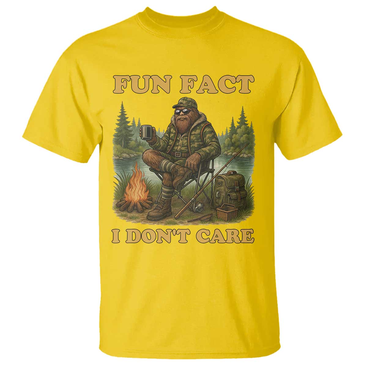 Funny Bigfoot Sarcastic T Shirt Fun Fact I Don Not Care Sasquatch Camping TS14 Daisy Print Your Wear