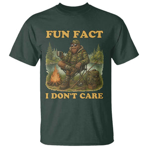 Funny Bigfoot Sarcastic T Shirt Fun Fact I Don Not Care Sasquatch Camping TS14 Dark Forest Green Print Your Wear