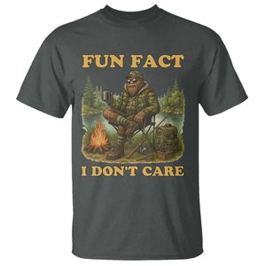 Funny Bigfoot Sarcastic T Shirt Fun Fact I Don Not Care Sasquatch Camping TS14 Dark Heather Print Your Wear