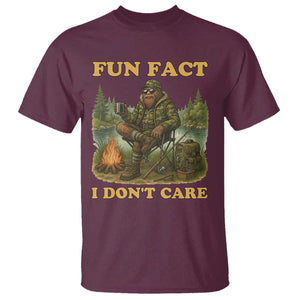 Funny Bigfoot Sarcastic T Shirt Fun Fact I Don Not Care Sasquatch Camping TS14 Maroon Print Your Wear