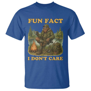 Funny Bigfoot Sarcastic T Shirt Fun Fact I Don Not Care Sasquatch Camping TS14 Royal Blue Print Your Wear