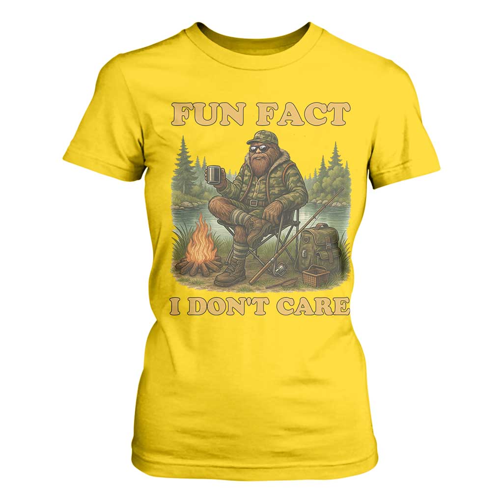 Funny Bigfoot Sarcastic T Shirt For Women Fun Fact I Don Not Care Sasquatch Camping TS14 Daisy Print Your Wear