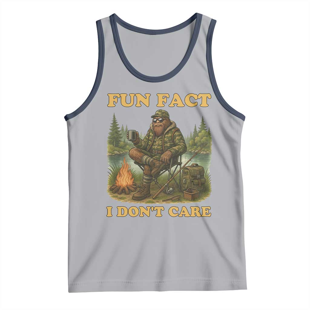 Funny Bigfoot Sarcastic Tank Top Fun Fact I Don Not Care Sasquatch Camping TS14 Athletic Heather Navy Print Your Wear
