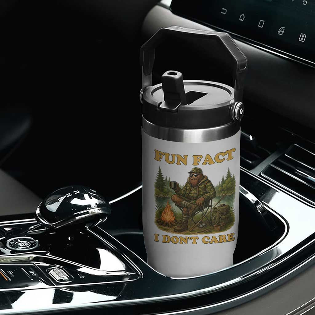 Funny Bigfoot Sarcastic Flip Straw Tumbler Fun Fact I Don Not Care Sasquatch Camping TS14 Print Your Wear
