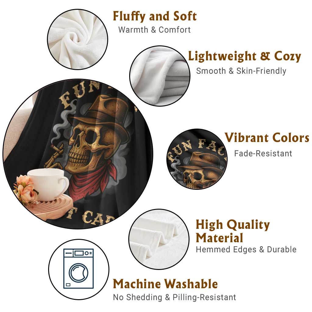 Funny Skull Sarcastic Throw Blanket Fun Fact I Don Not Care TS14 Print Your Wear