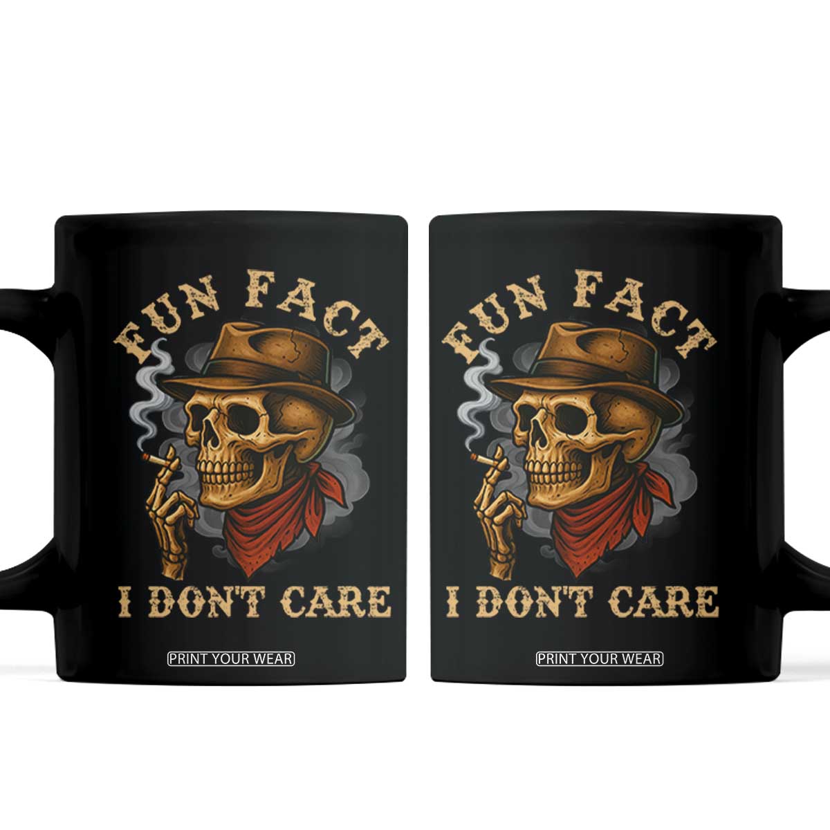 Funny Skull Sarcastic Coffee Mug Fun Fact I Don Not Care TS14 Black Print Your Wear