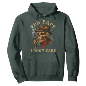 Funny Skull Sarcastic Hoodie Fun Fact I Don Not Care TS14 Dark Forest Green Print Your Wear