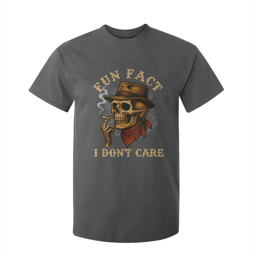 Funny Skull Sarcastic T Shirt For Kid Fun Fact I Don Not Care TS14 Dark Heather Print Your Wear