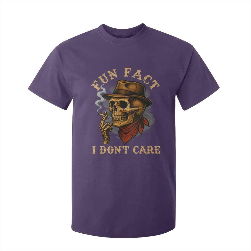 Funny Skull Sarcastic T Shirt For Kid Fun Fact I Don Not Care TS14 Purple Print Your Wear