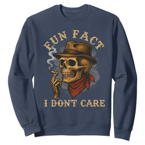Funny Skull Sarcastic Sweatshirt Fun Fact I Don Not Care TS14 Navy Print Your Wear
