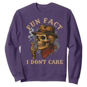Funny Skull Sarcastic Sweatshirt Fun Fact I Don Not Care TS14 Purple Print Your Wear