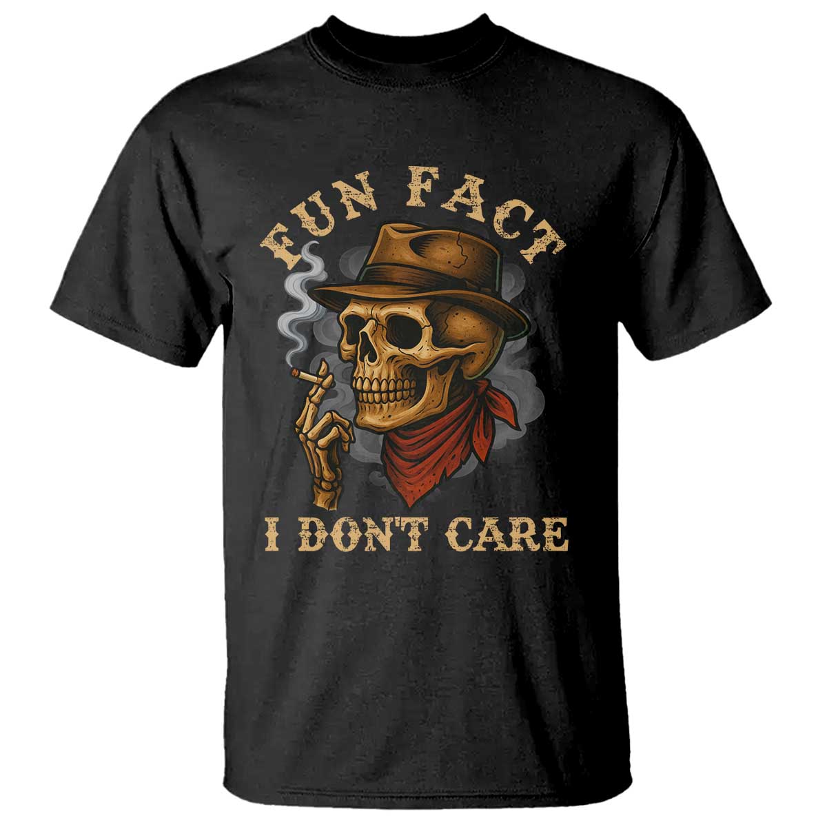 Funny Skull Sarcastic T Shirt Fun Fact I Don Not Care TS14 Black Print Your Wear