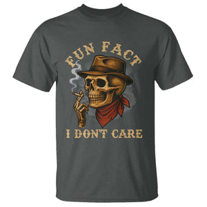 Funny Skull Sarcastic T Shirt Fun Fact I Don Not Care TS14 Dark Heather Print Your Wear
