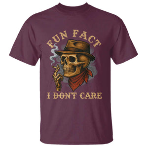 Funny Skull Sarcastic T Shirt Fun Fact I Don Not Care TS14 Maroon Print Your Wear