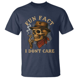 Funny Skull Sarcastic T Shirt Fun Fact I Don Not Care TS14 Navy Print Your Wear