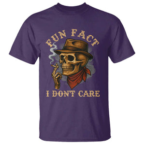Funny Skull Sarcastic T Shirt Fun Fact I Don Not Care TS14 Purple Print Your Wear