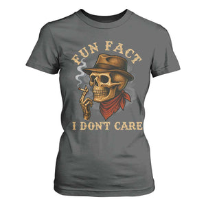 Funny Skull Sarcastic T Shirt For Women Fun Fact I Don Not Care TS14 Dark Heather Print Your Wear