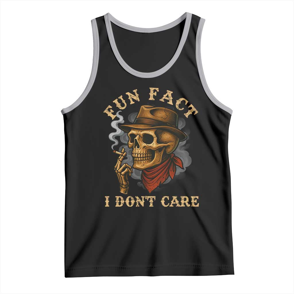 Funny Skull Sarcastic Tank Top Fun Fact I Don Not Care TS14 Black Athletic Heather Print Your Wear
